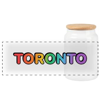 Toronto City en lettres arc-en-ciel - Boîte à biscuits avec couvercle en bois - blanc - Devant
