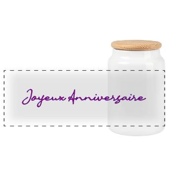 JOYEUX ANNIVERSAIRE. HAPPY BIRTHDAY. ANNIVERSAIRE. - Boîte à biscuits avec couvercle en bois - blanc - Devant