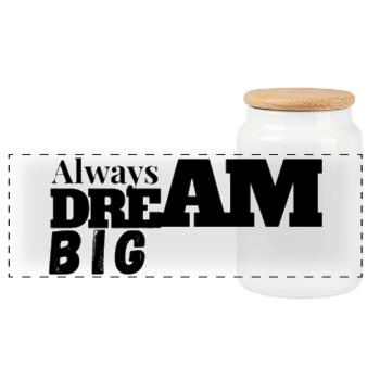 T-shirt typographique Rêve Gros - Boîte à biscuits avec couvercle en bois - blanc - Devant