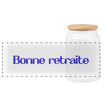 RETIREMENT. RETIREMENT. RETIRED. RETIREMENT - Panoramic Cookie Jar with Wooden Lid - white - Front