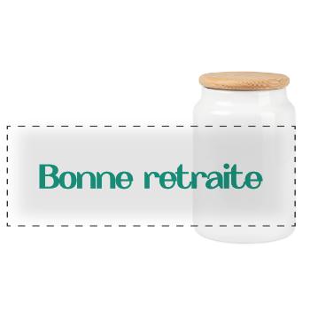 RETIREMENT. HAPPY RETIREMENT. HAPPY RETREAT - Panoramic Cookie Jar with Wooden Lid - white - Front