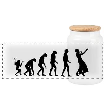 Evolution singer - Panoramic Cookie Jar with Wooden Lid - white - Front