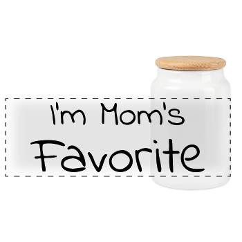 Moms Favorite - I'm Mom's Favorite - Panorama Keksdose mit Holzdeckel - Weiß - Vorne