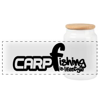 Carpe, poisson, pêche à la carpe, pêche - Boîte à biscuits avec couvercle en bois - blanc - Devant