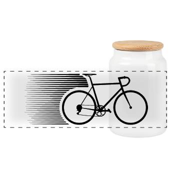 Fahrrad Bike Rad Sport Geschenk Fast Schnell - Panorama Keksdose mit Holzdeckel - Weiß - Vorne