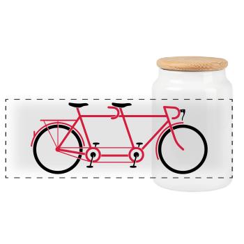 Tandem Bike - Boîte à biscuits avec couvercle en bois - blanc - Devant