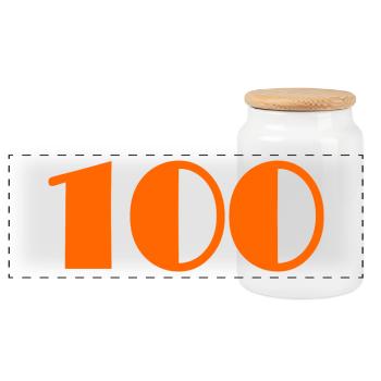 100. 100 ANS. 100e ANNIVERSAIRE. ANNIVERSAIRE - Boîte à biscuits avec couvercle en bois - blanc - Devant