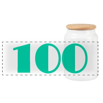 100 YEARS. 100th ANNIVERSARY. ANNIVERSARY 100 YEARS - Panoramic Cookie Jar with Wooden Lid - white - Front