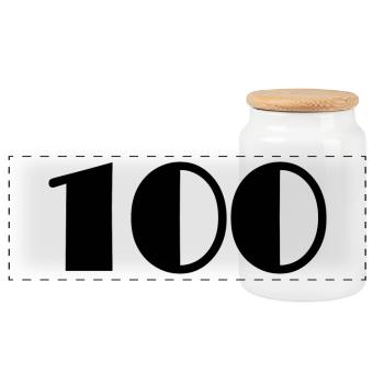 100 YEARS. 100th ANNIVERSARY. ANNIVERSARY 100 YEARS - Panoramic Cookie Jar with Wooden Lid - white - Front