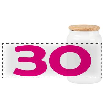 30. 30 ANS. 30e ANNIVERSAIRE. ANNIVERSAIRE 30 ANS. - Boîte à biscuits avec couvercle en bois - blanc - Devant