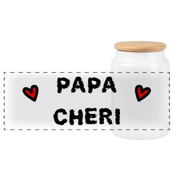 FÊTE DES PÈRES. BONNE FÊTE PAPA. PAPA. BONNE FÊTE - Boîte à biscuits avec couvercle en bois - blanc - Devant