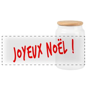 STAR. CHRISTMAS. MERRY CHRISTMAS. MERRY CHRISTMAS - Panoramic Cookie Jar with Wooden Lid - white - Front