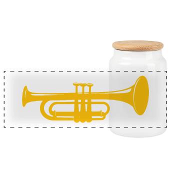 Trumpet - Panoramic Cookie Jar with Wooden Lid - white - Front