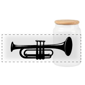 trumpet - Panoramic Cookie Jar with Wooden Lid - white - Front