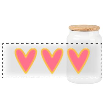 HEART. HEARTS. SAINT VALENTINE. LOVE. LOVE. CHRISTMAS - Panoramic Cookie Jar with Wooden Lid - white - Front