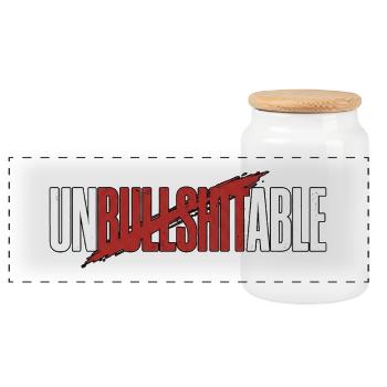 Unbullshitable - Panorama Keksdose mit Holzdeckel - Weiß - Vorne