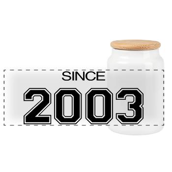 2003 birthday gift - Panoramic Cookie Jar with Wooden Lid - white - Front