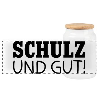 Schulz und gut - Panorama Keksdose mit Holzdeckel - Weiß - Vorne