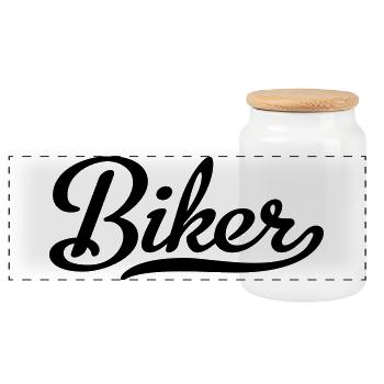 Biker - Panorama Keksdose mit Holzdeckel - Weiß - Vorne