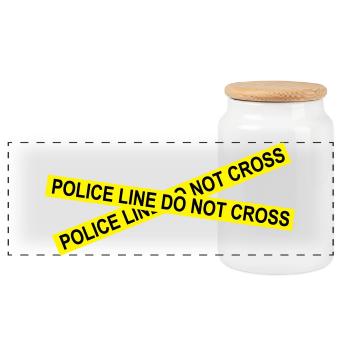 6061912 121806760 policeline - Panoramic Cookie Jar with Wooden Lid - white - Front