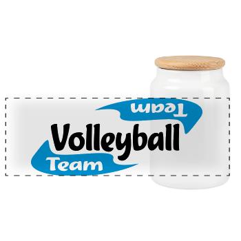 volley-ball - Boîte à biscuits avec couvercle en bois - blanc - Devant