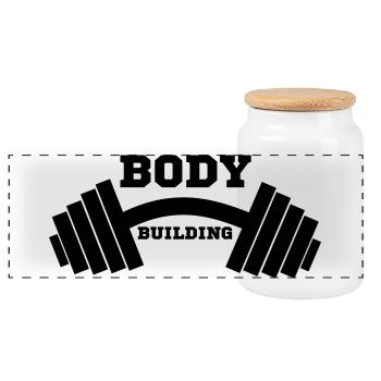 culturiste, musculation,fitness,entraînement,bête - Boîte à biscuits avec couvercle en bois - blanc - Devant