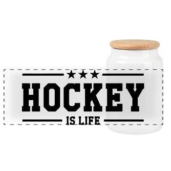 Hockey is life - Panorama Keksdose mit Holzdeckel - Weiß - Vorne