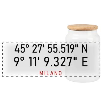 Coordonnées du lettrage rouge Milano - Boîte à biscuits avec couvercle en bois - blanc - Devant