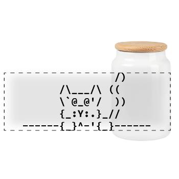 Ascii Katze - Panorama Keksdose mit Holzdeckel - Weiß - Vorne