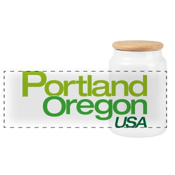 Portland Gradient City Logo - Panoramic Cookie Jar with Wooden Lid - white - Front