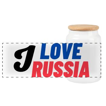 I Love Russia Farbblock - Panorama Keksdose mit Holzdeckel - Weiß - Vorne