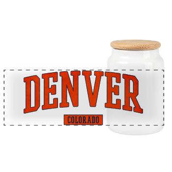 Denver Colorado Arch Emblem - Panoramic Cookie Jar with Wooden Lid - white - Front