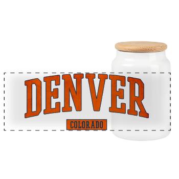 Denver Colorado Vintage Collegiate Print - Panorama Keksdose mit Holzdeckel - Weiß - Vorne