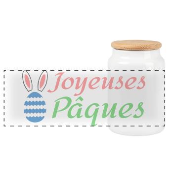 Joyeuses Pâques - Boîte à biscuits avec couvercle en bois - blanc - Devant