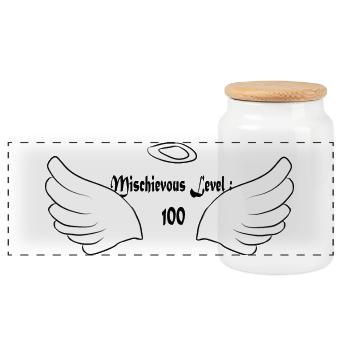 Angel wings - Panoramic Cookie Jar with Wooden Lid - white - Front