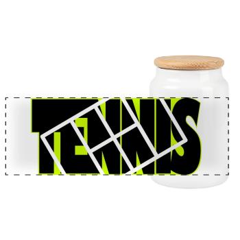 TENNIS Neon Grid Overlay - Boîte à biscuits avec couvercle en bois - blanc - Devant