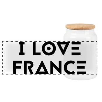 I LOVE FRANCE - Panoramic Cookie Jar with Wooden Lid - white - Front