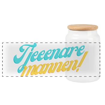 Servant Man - Ove Sundberg - Panoramic Cookie Jar with Wooden Lid - white - Front