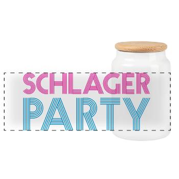 SCHLAGER PARTY Schlagermusik Schlager - Panorama Keksdose mit Holzdeckel - Weiß - Vorne