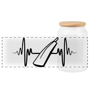 Battement de cœur ECG de la batte de cricket - Boîte à biscuits avec couvercle en bois - blanc - Devant