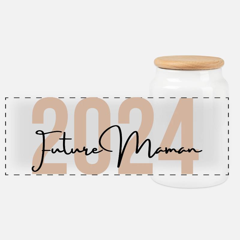 Werdende Mama 2024 - Panorama Keksdose mit Holzdeckel - Weiß