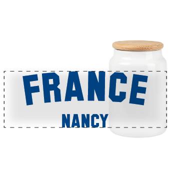 NANCY France - Panoramic Cookie Jar with Wooden Lid - white - Front