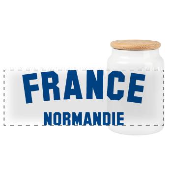 NORMANDIE, France - Boîte à biscuits avec couvercle en bois - blanc - Devant
