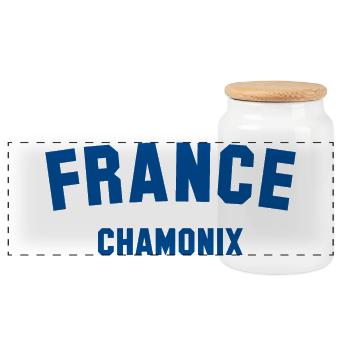 CHAMONIX France - Panoramic Cookie Jar with Wooden Lid - white - Front