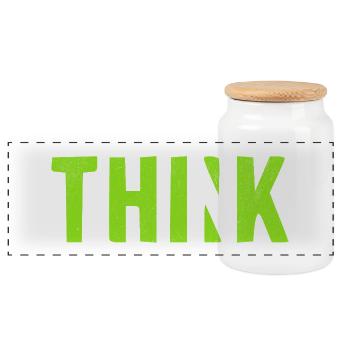 THINK Green | Cooles Streetwear-Typo-Design - Panorama Keksdose mit Holzdeckel - Weiß - Vorne