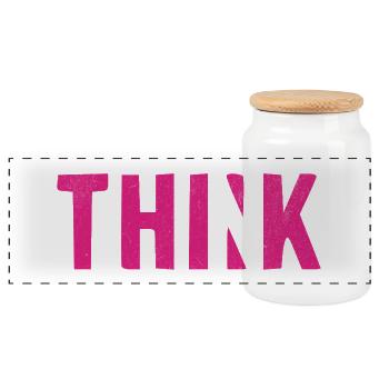 THINK Pink | Cooles Streetwear-Typo-Design - Panorama Keksdose mit Holzdeckel - Weiß - Vorne