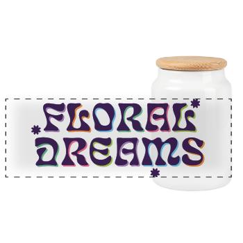 Floral Dreams Psychedelic Type - Panorama Keksdose mit Holzdeckel - Weiß - Vorne