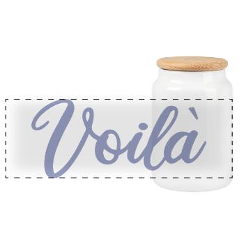 Voilà - violet - Boîte à biscuits avec couvercle en bois - blanc - Devant