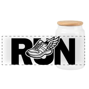 Run - course à pied - Boîte à biscuits avec couvercle en bois - blanc - Devant