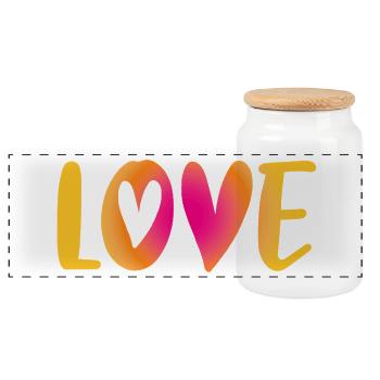 Love Heart Love Wedding Handwriting Wedding Wedding Wedding - Panoramic Cookie Jar with Wooden Lid - white - Front
